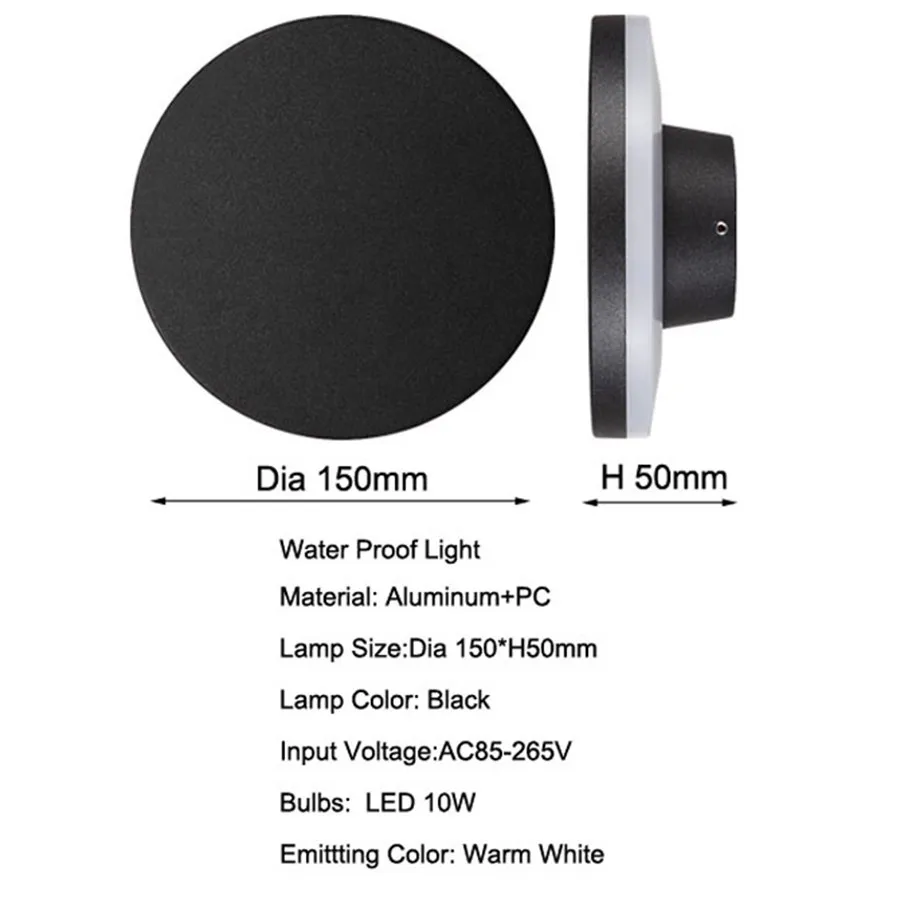 

LED Wall Light Round/Square Outdoor Waterproof Porch Light Modern Simple Wall Lamp Hotel Garages Villa Corridor Aisle Wall Light