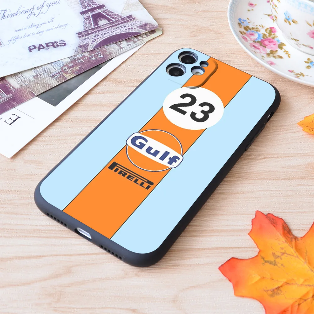 

Gulf Oil Racing Colours Print Soft Silicone Matt Case For Apple iPhone Case