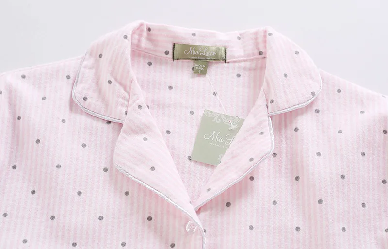 Women Long Sleeve Cute Casual Pajamas Korean Loose Striped Housewear Suits Autumn and Winter Cotton Sleepwear Couple Home Pj Set