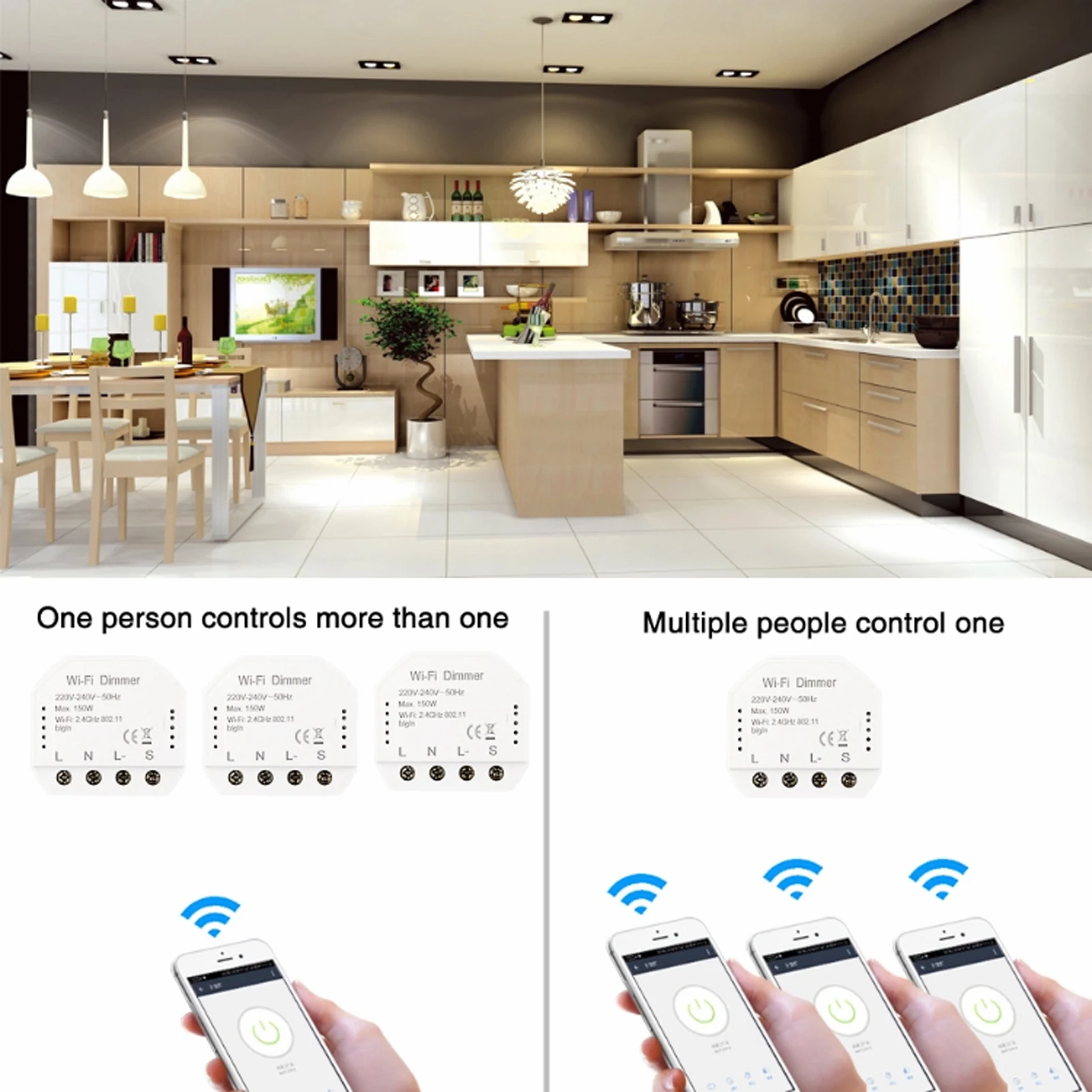 

Tuya WiFi Smart Intelligent Dimmer Switch Module Light Control Intelligent Home Dimmer Module Compatible with Alexa Google Home