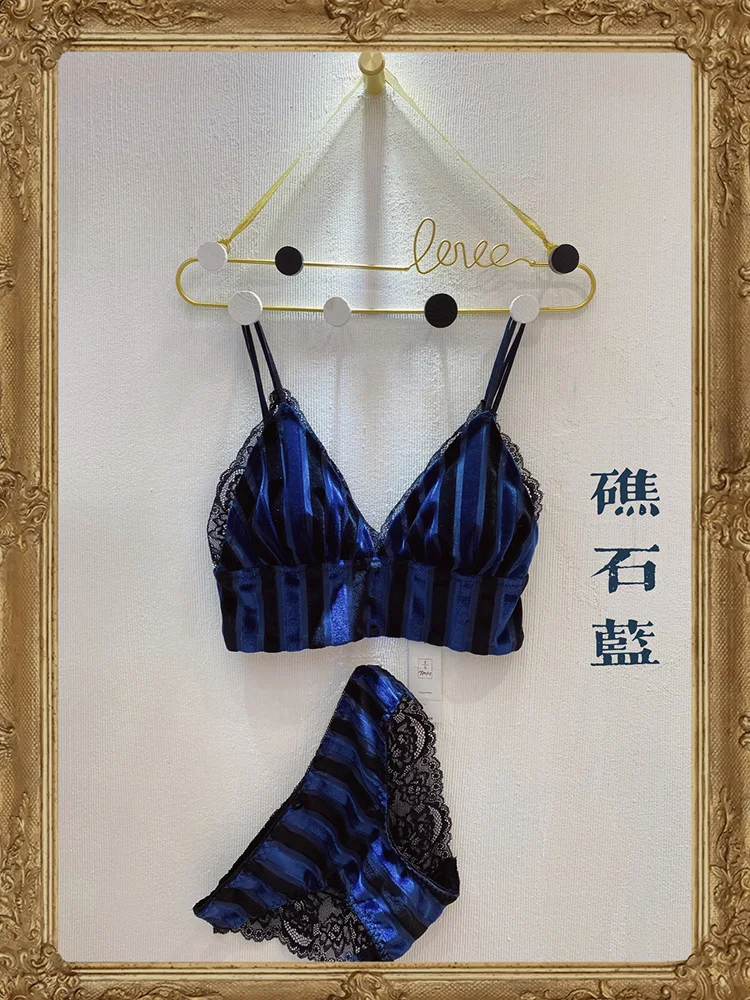 

Новый роскошный комплект нижнего белья, Бархатный комплект с бюстгальтером без стальных косточек, сексуальное женское нижнее белье, кружев...