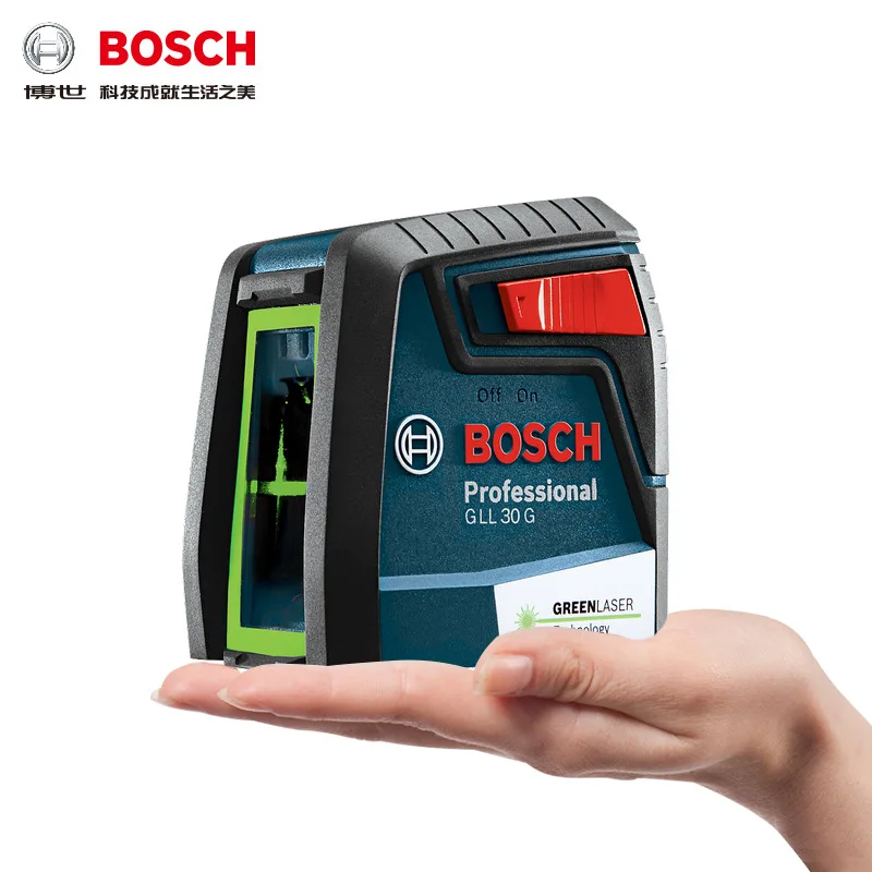 Профессиональный лазерный уровень Bosch GLL30G нивелир с 2 линиями зеленого лазера для