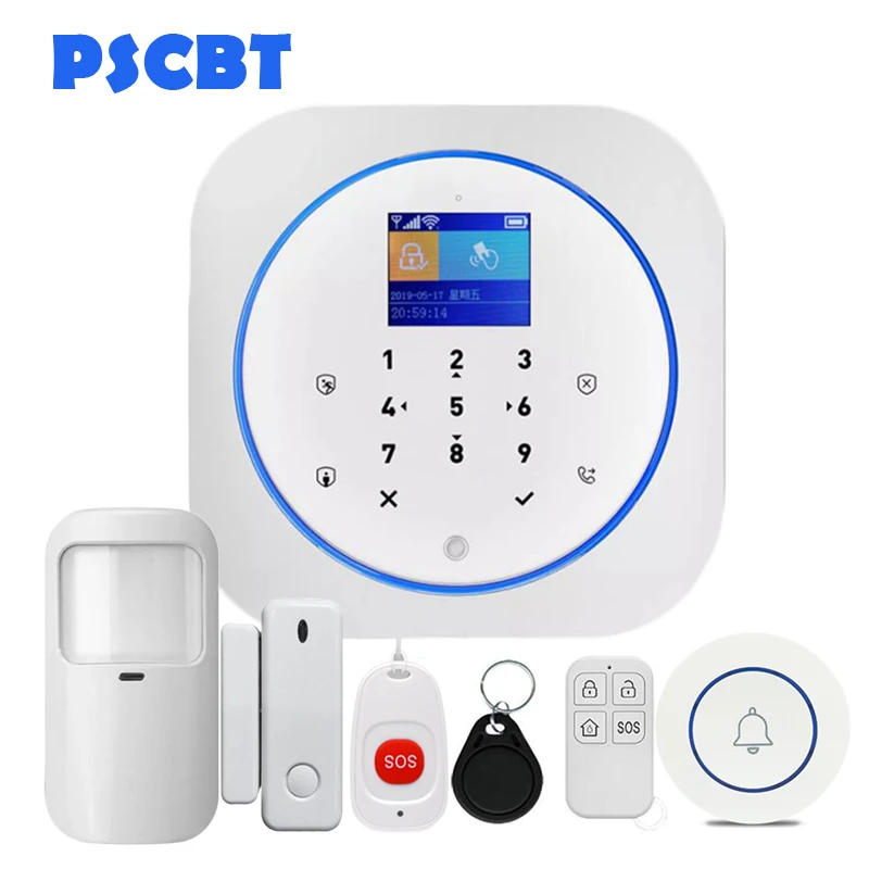 Kit 9 PS12 Tuya домашняя охранная Wi-Fi сигнализация GSM SIM карта телефон дозвон приложение дистанционное управление 11 видов языков вор охранная сигнализация - Color: Kit 9