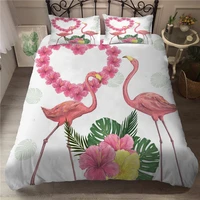 king size bedding set bed clothes flamingo printed lover pattern double bedspread with pillowcases bed linens