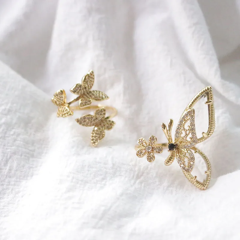 

Украшение на Хэллоуин 2021 Модные Изящные регулируемые открытые циркониевые кольца с бабочкой темпераментные новые модные эстетические жен...