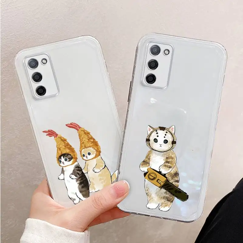 

Cute cartoon cat Phone Case Transparent For oppo R17 R15 R11 R9 F11 A32 A39 K7 K5 S X PRO PLUS moible bag