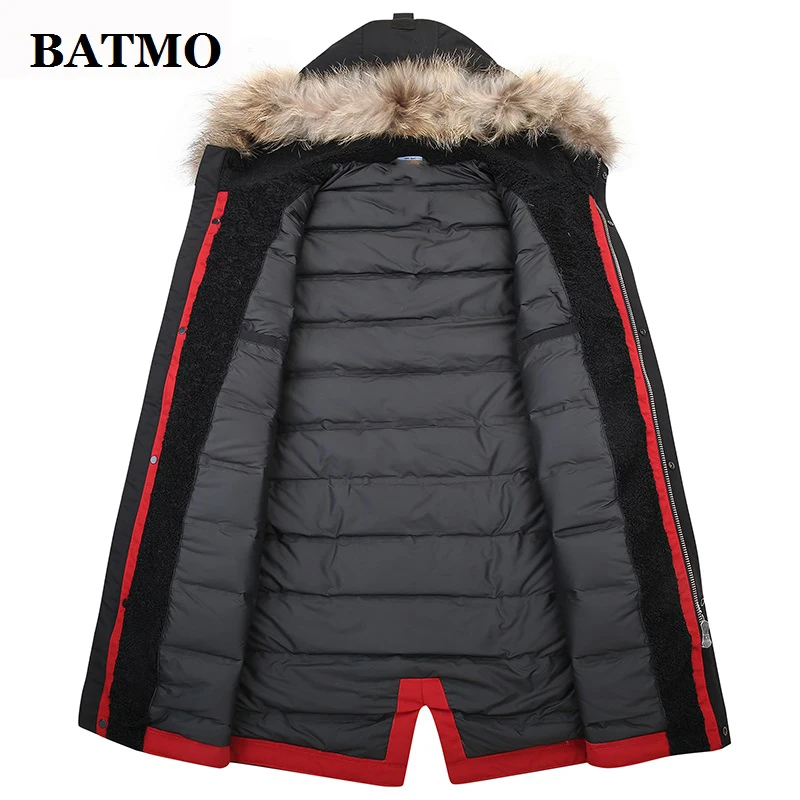 Мужская куртка с капюшоном BATMO из 80% белого утиного пуха зимняя большого размера