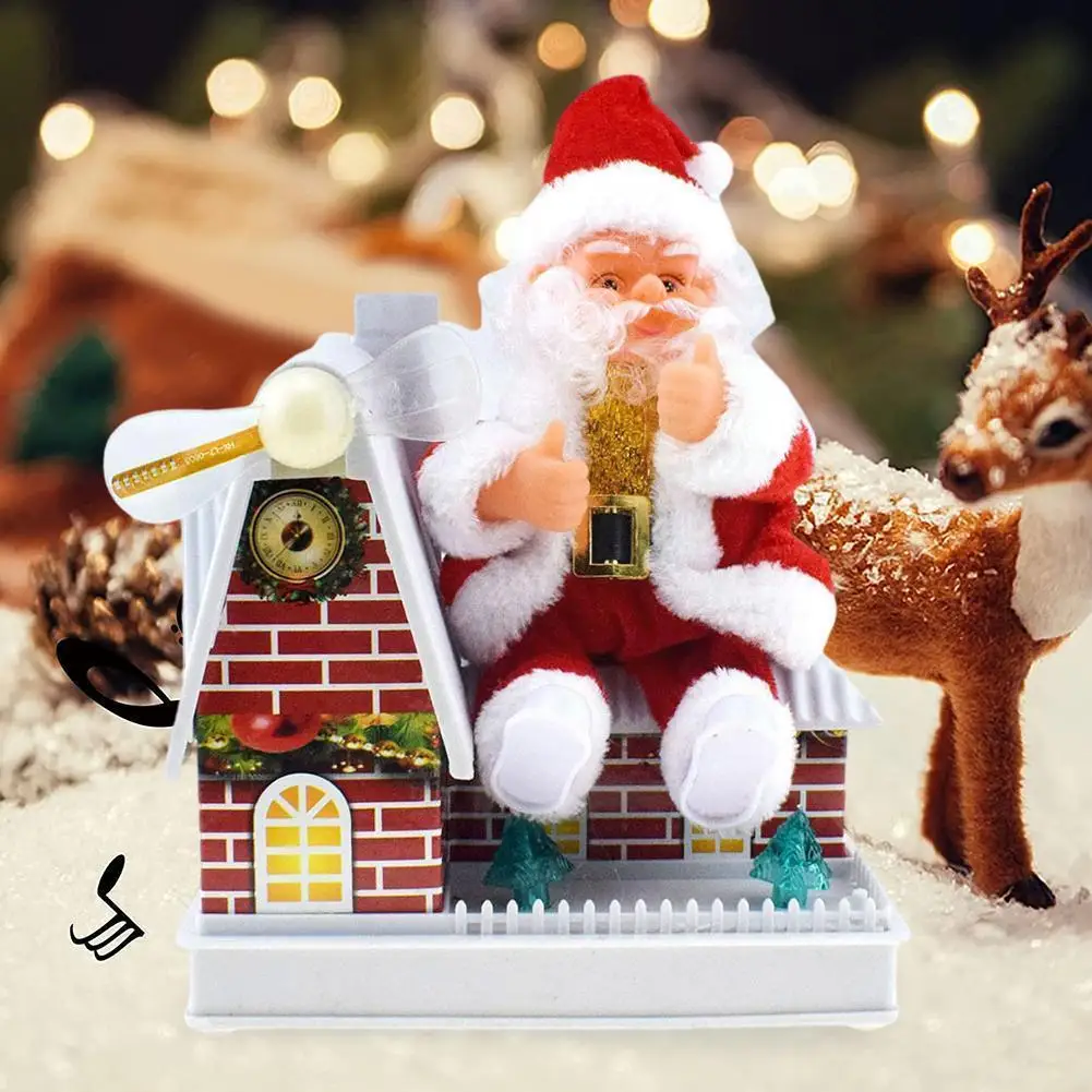 

Santa Claus Doll Rotating Colorful Lights Windmill Home Kids House Gifts Xmas Toy Music Electric Christmas Doll With Decor