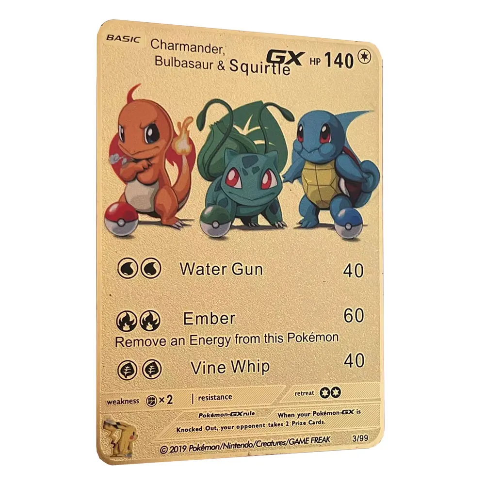 Сделай сам чармандер Бульбазавр Сквиртл GX золотые Покемоны карты в английском