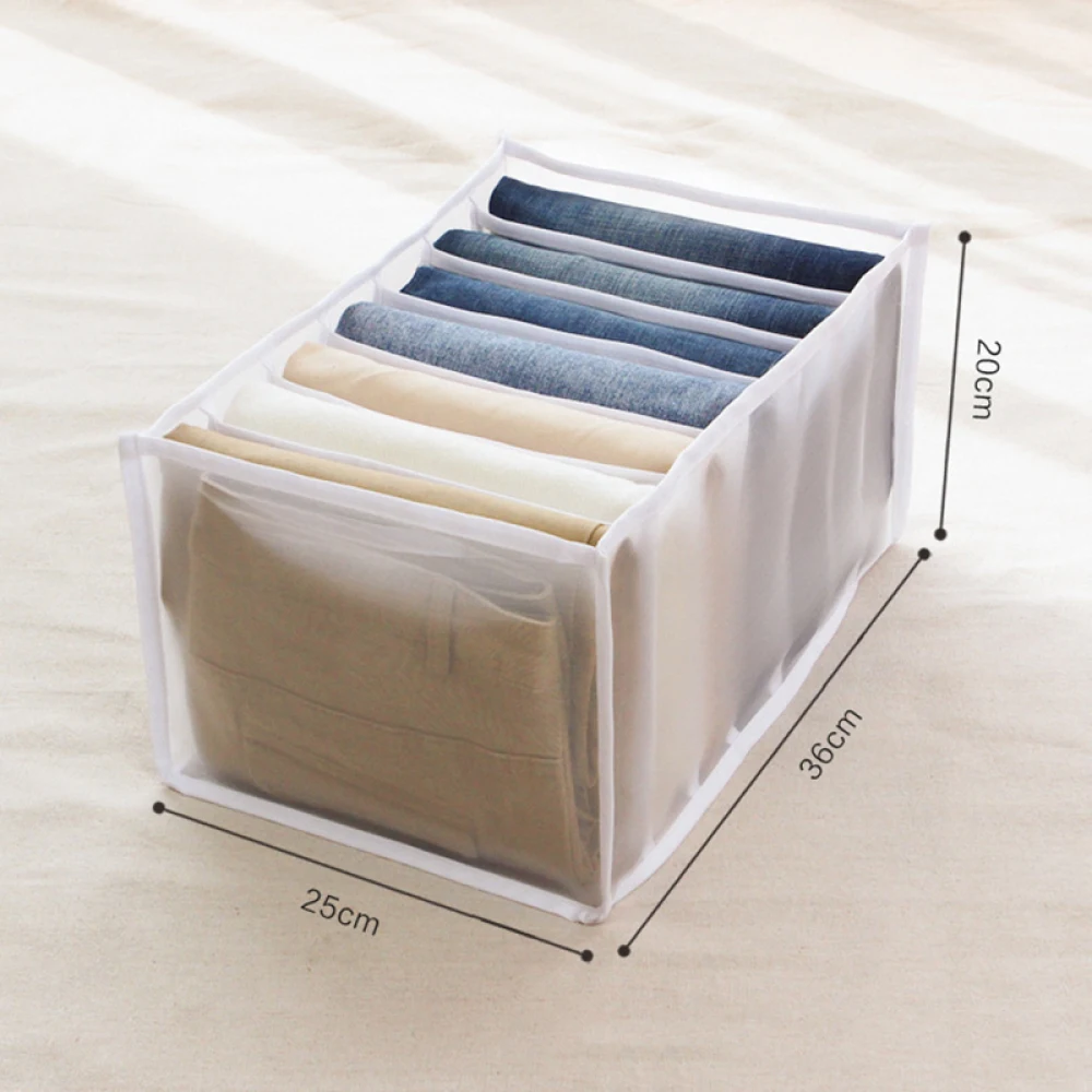 

7 Grid Jeans Compartment Storage Box Pants Storage Drawer Foldable Mesh