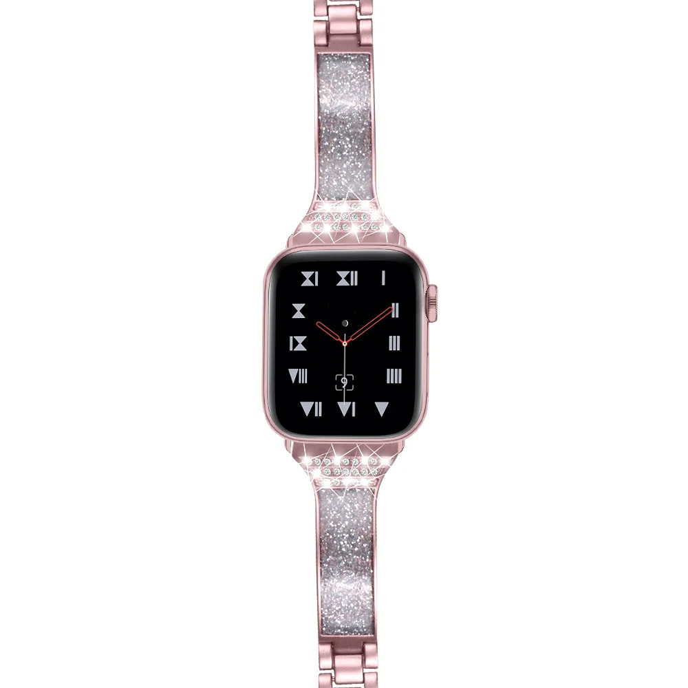 Diamond Band For Apple Watch 5 4 bands 40mm 44mm 38mm 42mm iWatch series 2 1 bracelet stainless steel strap women 2020 new | Наручные