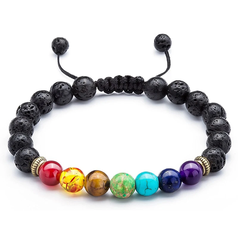 

Handmade Beaded Bracelets Colorful Natural Volcanic Stone Energy Healing Beaded Bracelets Fashion Jwelery