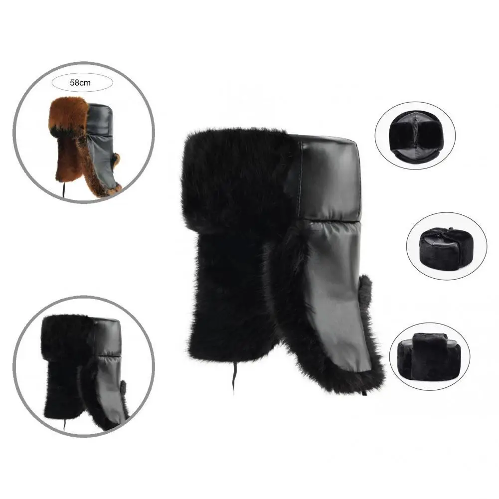 Практичная прочная теплая шапка-Авиатор с ушами одного размера удобная для кожи