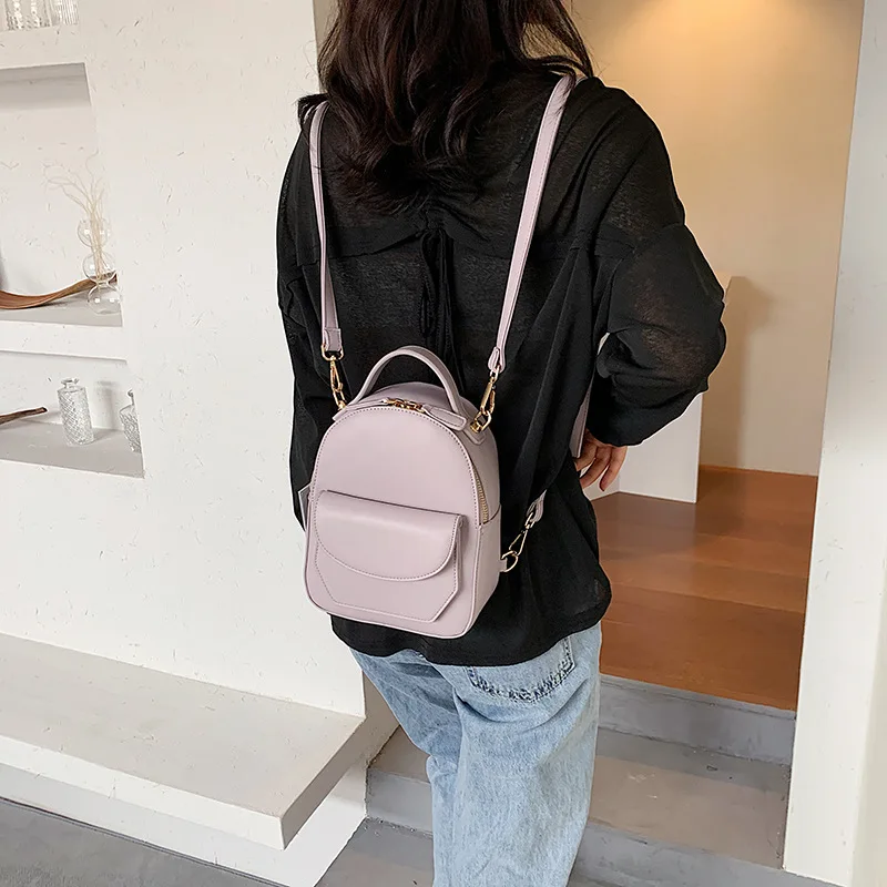 

Women Leather Backpack School Travel Bags 2021 New Simple Fashion Daily Bag Lady Shoulder Crossbody Bags Backpacks Solid Color
