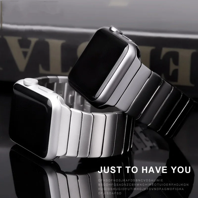 

Звеньевой браслет для Apple Watch band 44 мм 40 мм 42 мм 38 мм, металлическая кнопка из нержавеющей стали, браслет correa для iwatch Series 6 5 4 3 se 7