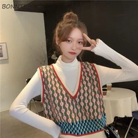 sweater vest women v neck korean style loose fashion ladies clothing casual all match classic aesthetic newest knitted students
