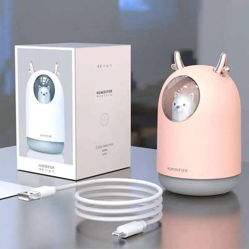 

300ml Bear LED Ultrasonic USB Air Humidifier Aroma Essential Table Oil Diffuser