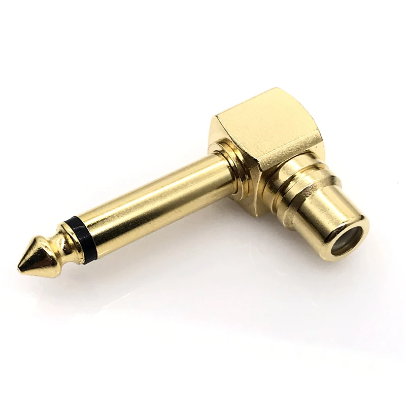 Gold 6.35mm 1/4" Male Mono Plug to RCA Female 6.5mm 90 Degree Jack Audio Stereo Adapter Connector TS Converter Sound Mixer | Компьютеры