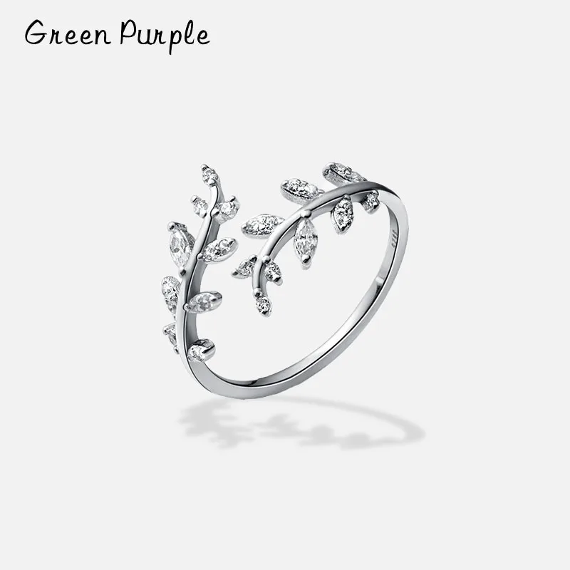 

New Product 100% 925 Sterling Silver Rings Natural Zircon Small Leaves Lucky Rings For Women Birthday Fashion Jewelry Gift