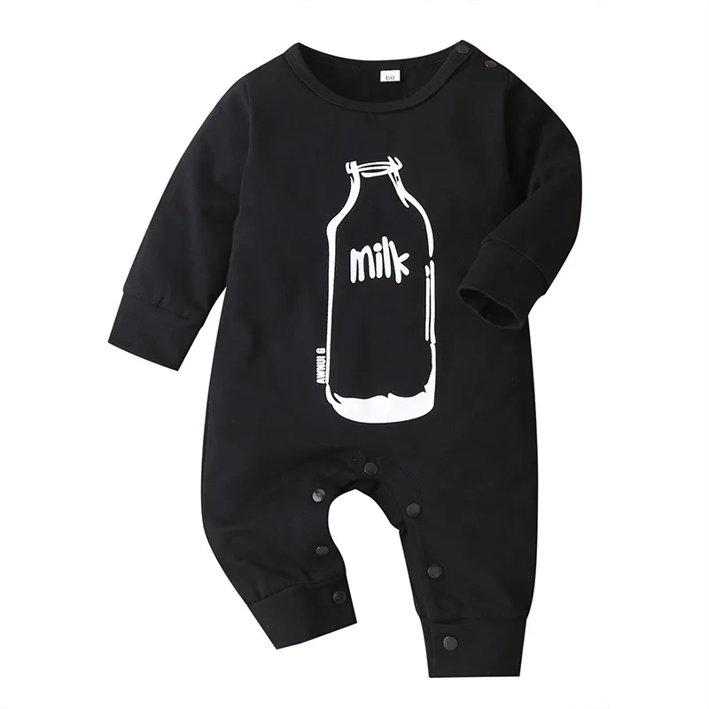 

2020 Autumn Baby Infant Rompers Baby Boys Clothes Long Sleeve O Neck Print Black Cute Baby Clothes Rompers Kids Baby Costume