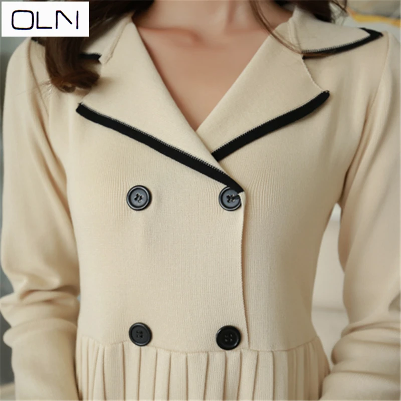 платье Осеннее корейского новое прибытие vestidos оптом OLN POLO воротник суда ретро
