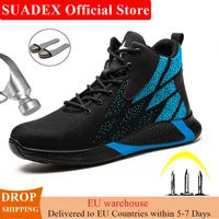 suadex work boots safety steel toe shoes men breathable sneakers shoes ankle hiking boots anti piercing protective footwear