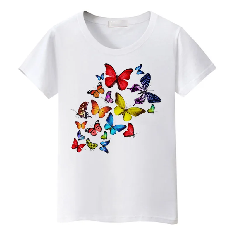 

Women Tshirt Colorful Butterfly Print Harajuku 90s Graphic T-shirt Summer Short Sleeve Fashion Top Tee Female
