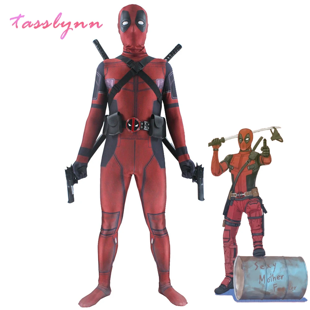 Новый костюм для косплея Дэдпула 2 взрослых мужчин из спандекса лайкры зентай