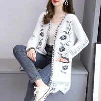 autumn and winter sweater jacket women cardigan mid length sweater 2021 new jacquard button cardigan knitted top