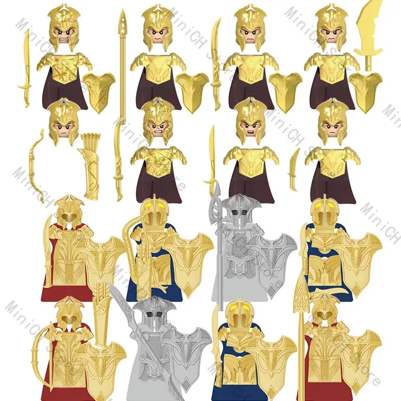 Одиночная продажа средневекового рыцаря эльфов-воинов из строительных блоков с аксессуарами и оружием для игрушек для детей подарок X0315 XP381-388.