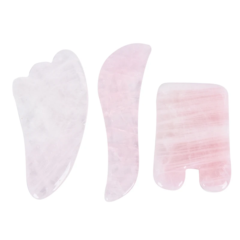 

1PCS Natural Rose Quartz Jade GuaSha Board Acupuncture Massage Face Lifting Stone Guasha Scraping Board Facial Eye Massage Tool