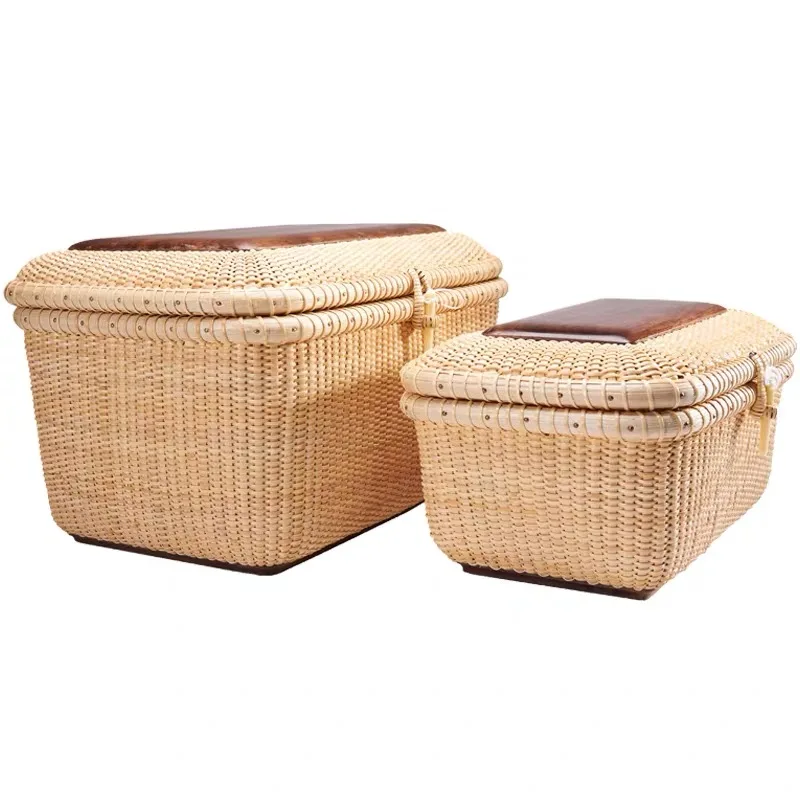 Деревянная плетеная корзина для хранения книг из ротанга ручной работы домашняя