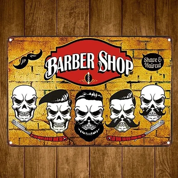 

Barber Shop Shave Hair Cut Vintage Tin Signs Craft Tin Sign Retro Metal Painting Antique Iron Poster Bar Pub Signs Wall Art S