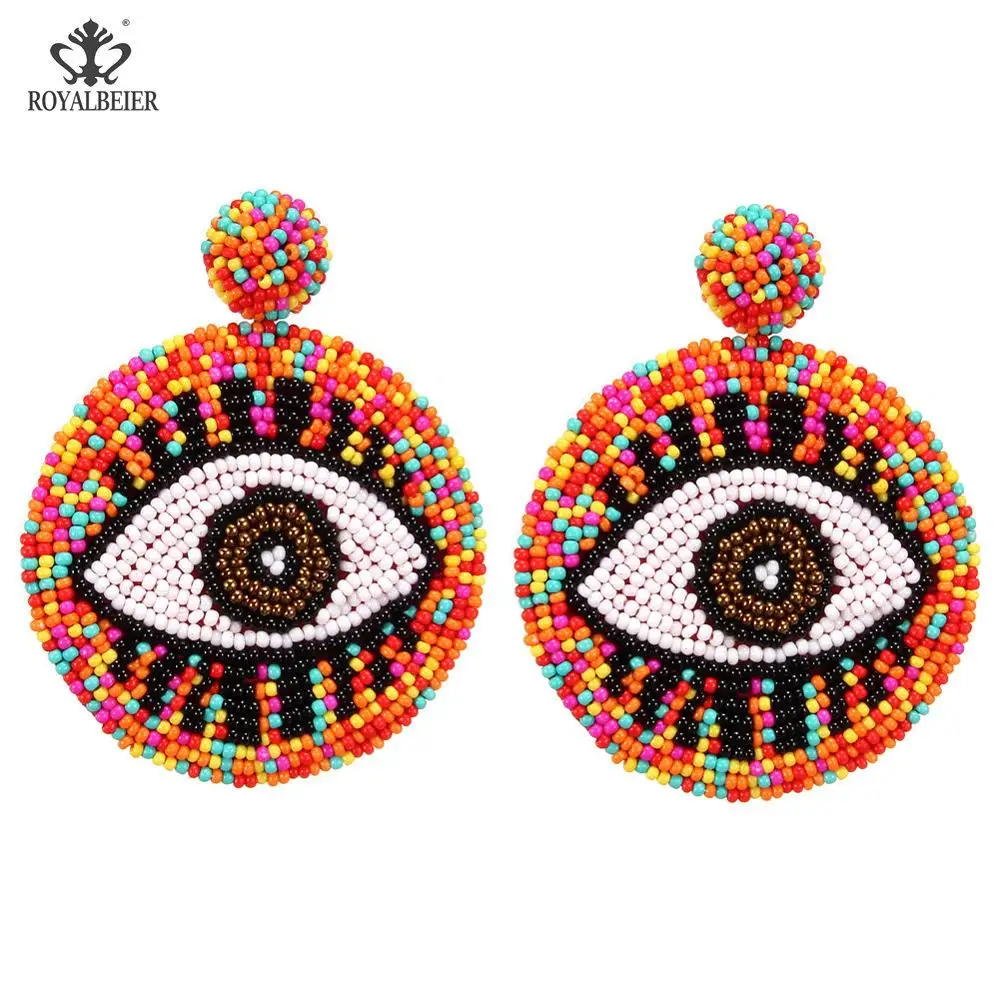Bohemian earrings4 ROYALBEIER богемные длинные кисточки акриловые перо форма бисера Кулон Серьги Свадебная вечеринка очаровательные ювелирные изделия серьги - Окраска металла: Bohemian earrings4