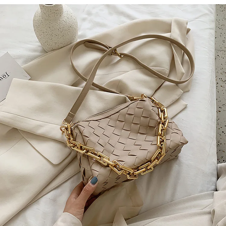

PU Bag Women's Bag 2021 Designer Handbags New Unique Chain Messenger Bag Net Celebrity Casual One-shoulder Armpit Bag