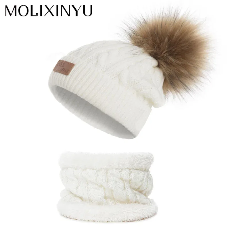 Molixinyu 2/Ps новые модные детские шапочки, детская шапка с помпоном, комплект для девочек, зимняя детская шапочка, шапочка для ребенка, теплая вязаная детская шапка, шапка для детей