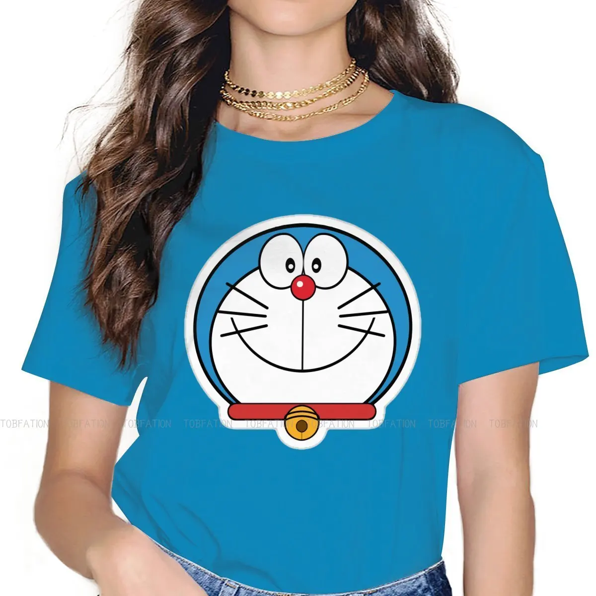 Smile Women Clothing Doraemon Kawaii Robot Cat Manga Graphic Female Tshirts Vintage Gothic Loose Tops Kawaii Girls Streetwear