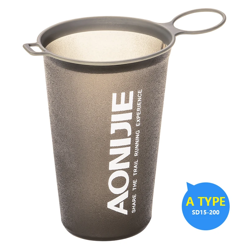 AONIJIE, мягкая колба, бутылка для воды, складные, складные, сумки для воды, TPU, бесплатно, для бега, гидратация, поясные сумки, SD09/10 250/500 мл - Цвет: 200ml WaterCup Gray