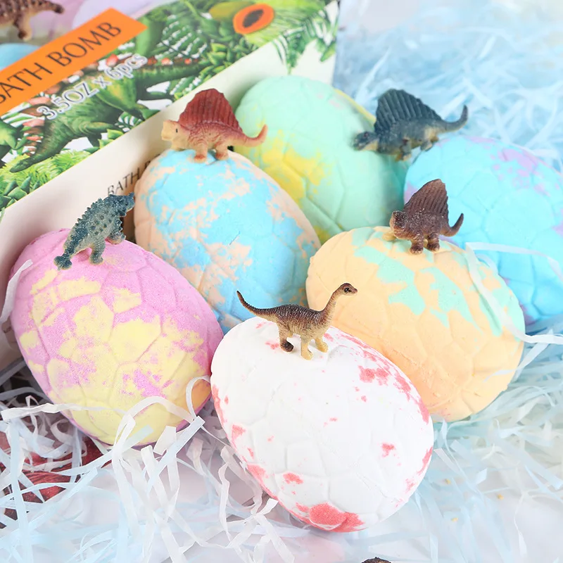 Bath Bombs for Kids with Toys Inside 1 Set of 6 Colorful Egg Fizzies Gentle and Safe Spa Fizz Balls Kit |