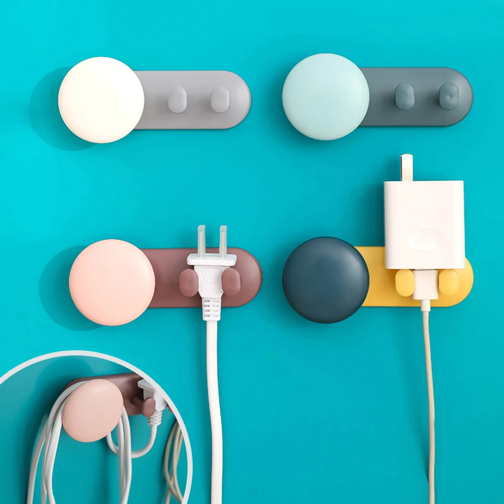 

Storage Holder Plastic Self Adhesive Wire Storage Hanger Hanging Rack Hook for Home Office