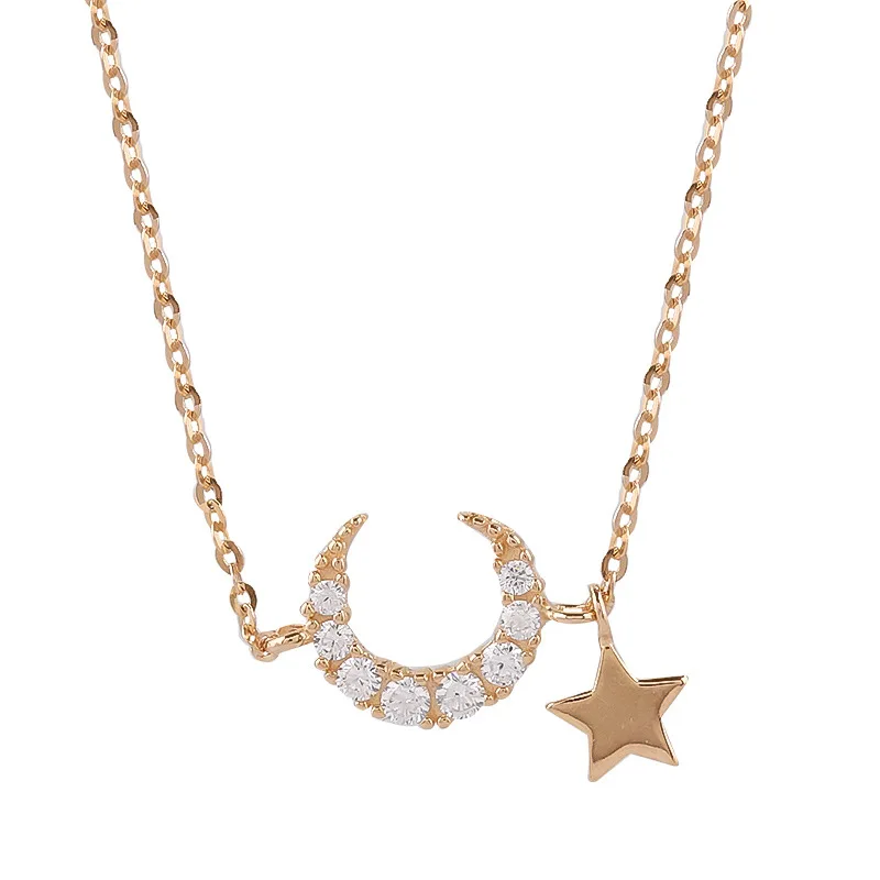 

Luokey Fashion Korean Hot Sale Moon Star Pendant Necklace For Women Temperament Simple Chokers Necklaces Bijoux Femme Wholesale
