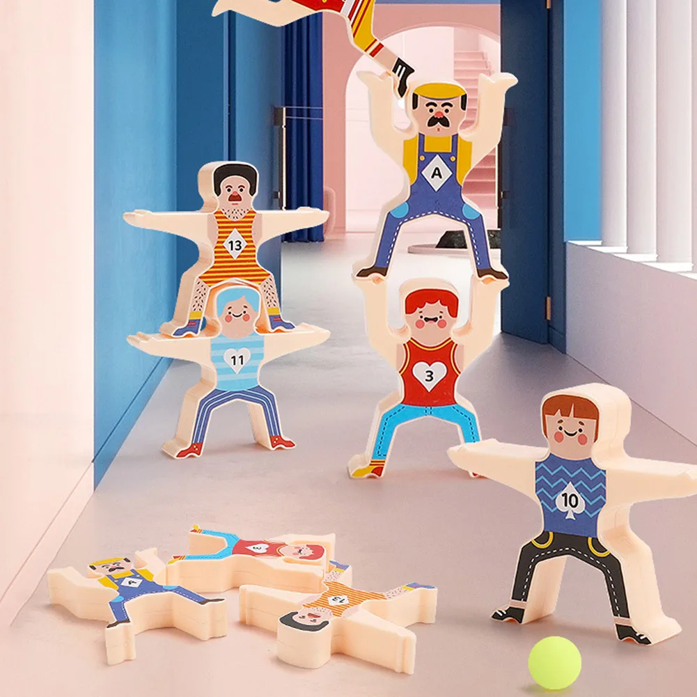 

Wooden Stacking Games Hercules Acrobatic Troupe Interlock Toys Balancing Blocks Games Toddler Educational Toys