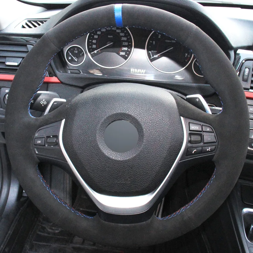 LQTENLEO чехол рулевого колеса автомобиля черная замша для BMW F20 F21 F22 F23 118i 120i 125i 120d 218i