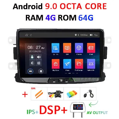 8" DSP IPS 64G Android 9.0 Car GPS Radio For Dacia Sandero Duster Renault Captur Lada Xray2 Logan 2n Navigation Screen NO DVD PC - Цвет: 9.0 4G 64G DSP-AVOUT