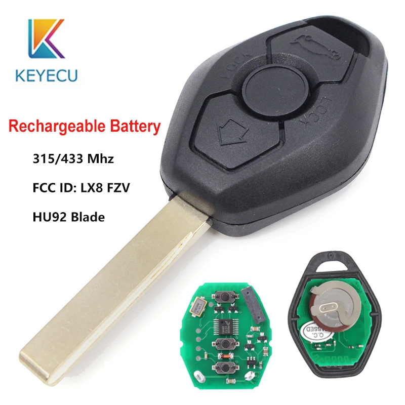 Запасной дистанционный ключ KEYECU для BMW EWS 3 5 Series X3 X5 Z3 Z4 M3 1995 2005 FCC ID:LX8 FZV