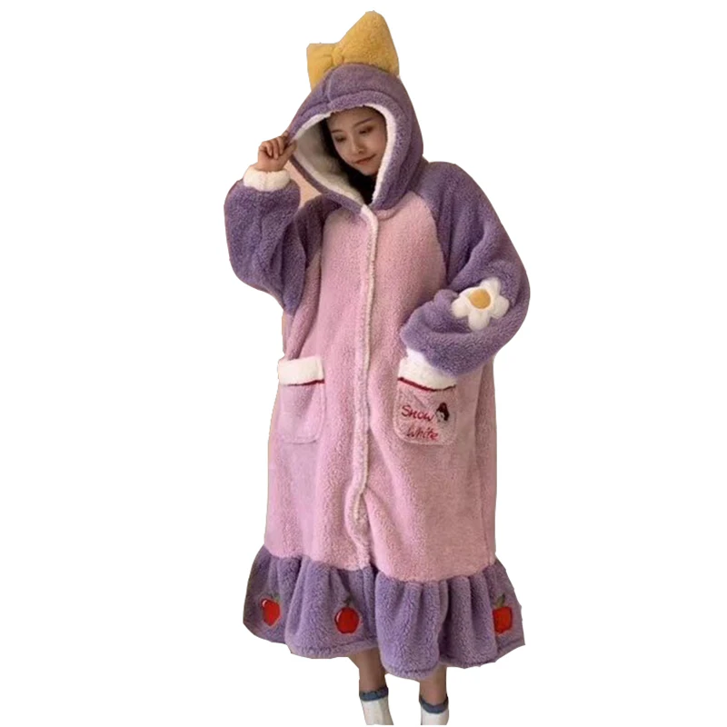 Осенне-зимняя теплая Модная женская пижама с капюшоном Новинка 2021 Повседневная