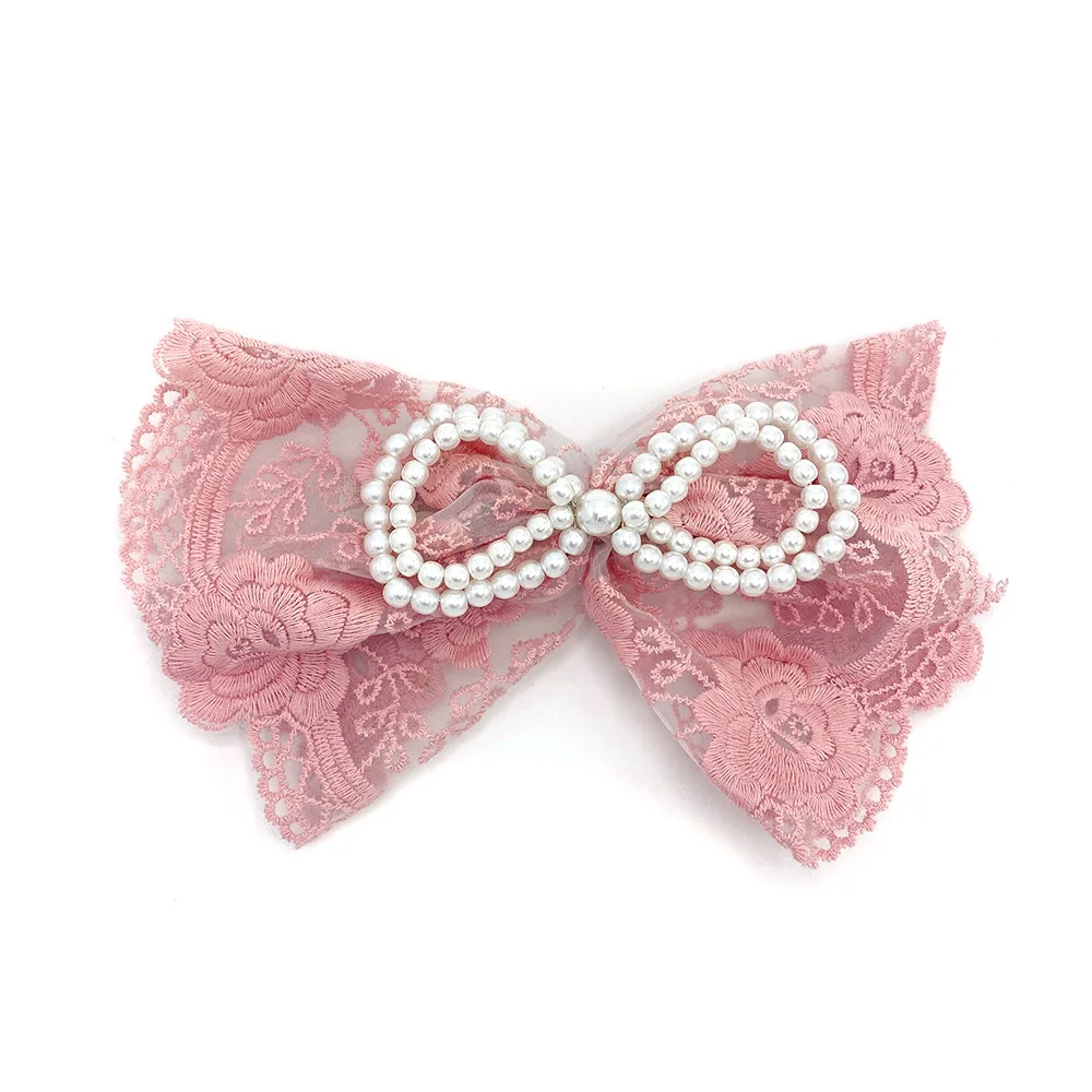 

Korean Princess Embroidered Bow Hair Clips Lace Hook Butterfly Spring Clip Pearl Hairpins for Women Hairgrip Hair Accessories
