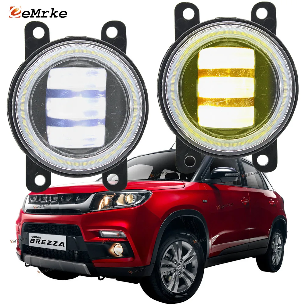 

Светодиодный дневные ходовые огни «ангельские глазки» 2-в-1 для Suzuki Vitara Brezza Jimny Celerio 2016 2017 2018 2019 Противотуманные фары с режущими линзами