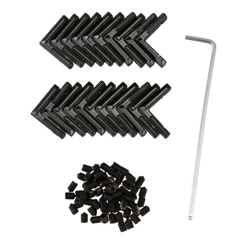 

NEW-20Pcs черный Т-образное гнездо l-образный угол слот разъем Соединительный кронштейн с винтами и гаечный ключ инструмент для 2020 серии Алюмини...