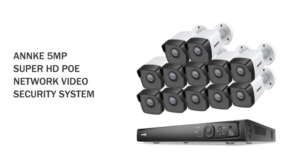 ANNKE 16CH HD 5MP POE сетевой видеорегистратор безопасности Системы 8MP H.265+ NVR, украшенное мозаикой из драгоценных камней, 12X5 Мп возможностью погружения на глубину до 30 м Цвет Ночное видение Водонепроницаемый WI-FI IP Камера